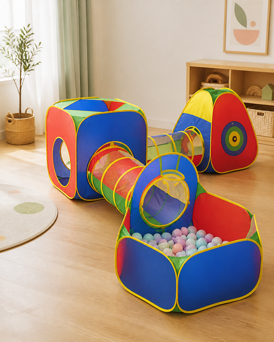 Adventure Tunnel Play Set arranged in a bright playroom