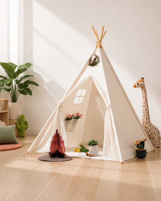 Little Star Princess Teepee styled in a bright playroom