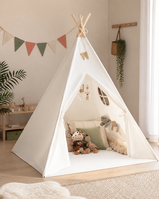 Meadow Sleepover Teepee styled in a minimalist bedroom