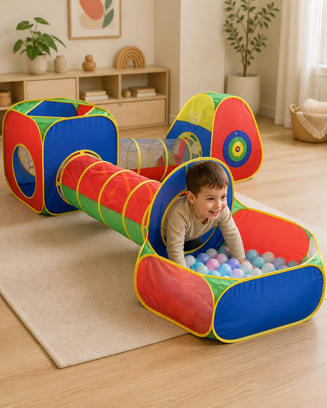 Child crawling through the Adventure Tunnel Play Set