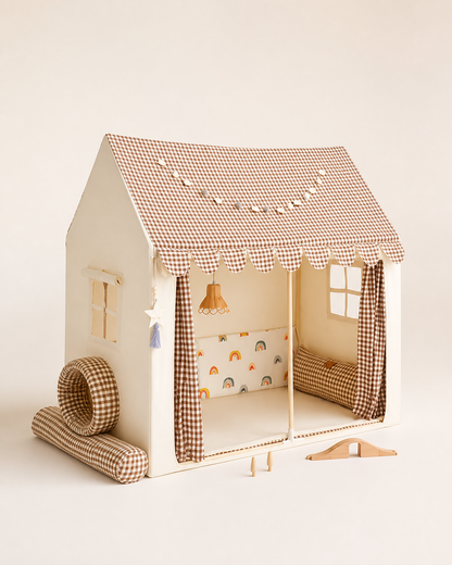 Alternate angle of the Gingham Cottage Playhouse