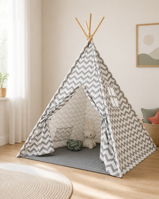 Moonlight Sleepover Teepee styled in a modern playroom