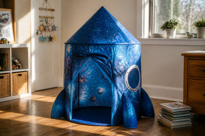 Styled at-home scene: Galaxy Rocket Play Tent