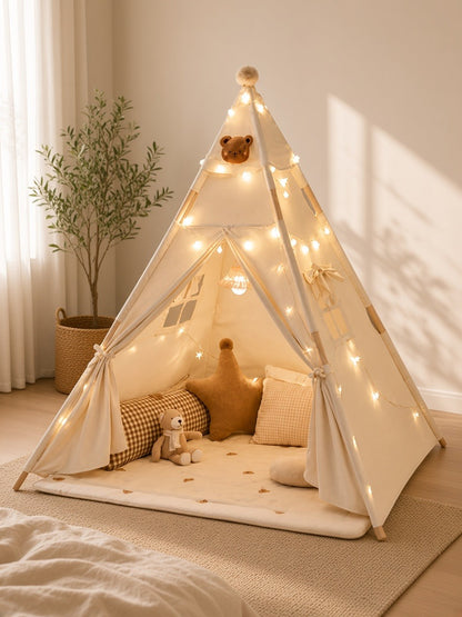 Styled at-home scene: Honey Bear Light-Up Teepee