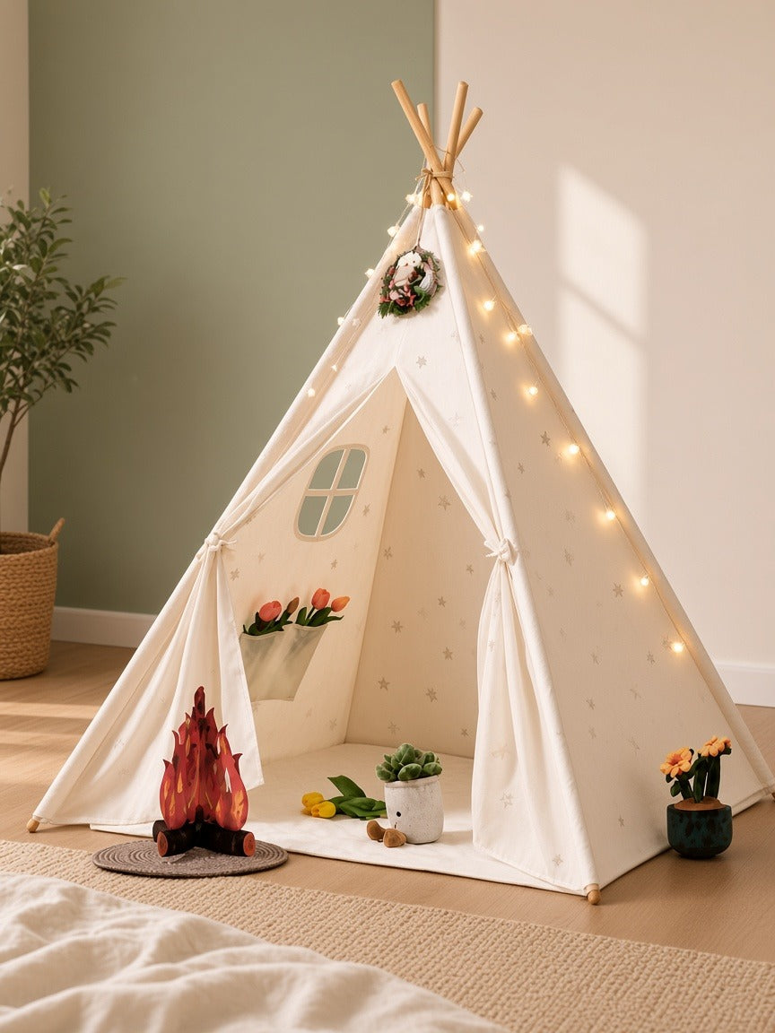 Styled at-home scene: Little Star Princess Teepee