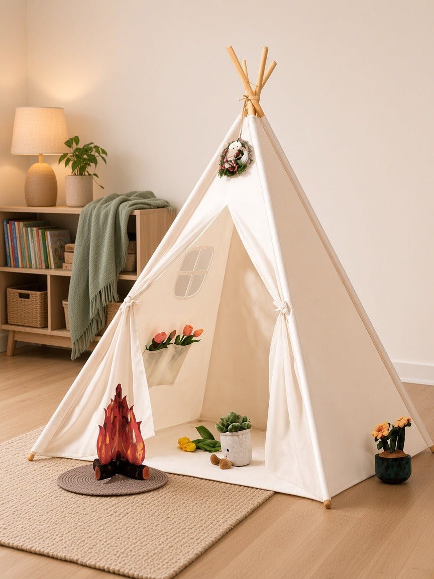 Styled at-home scene: Little Star Princess Teepee