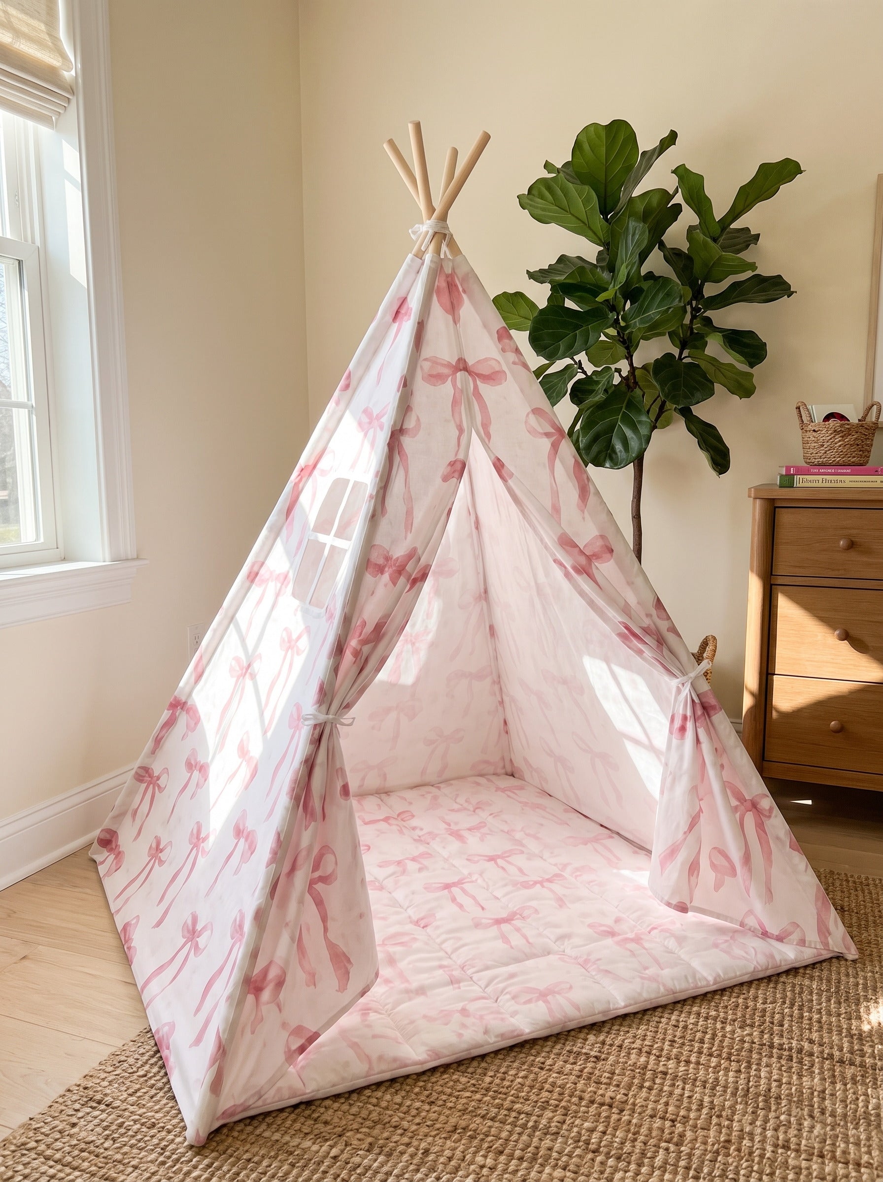 Styled at-home scene: Rosebud Bow Teepee