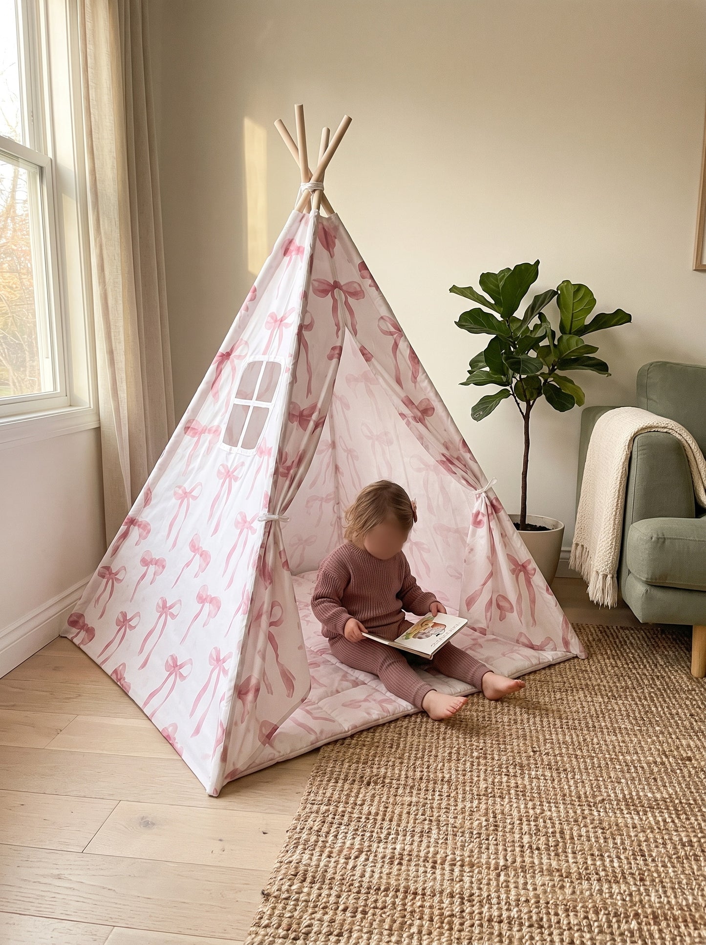 Styled at-home scene: Rosebud Bow Teepee