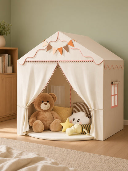 Styled at-home scene: Storytime Cottage Playhouse