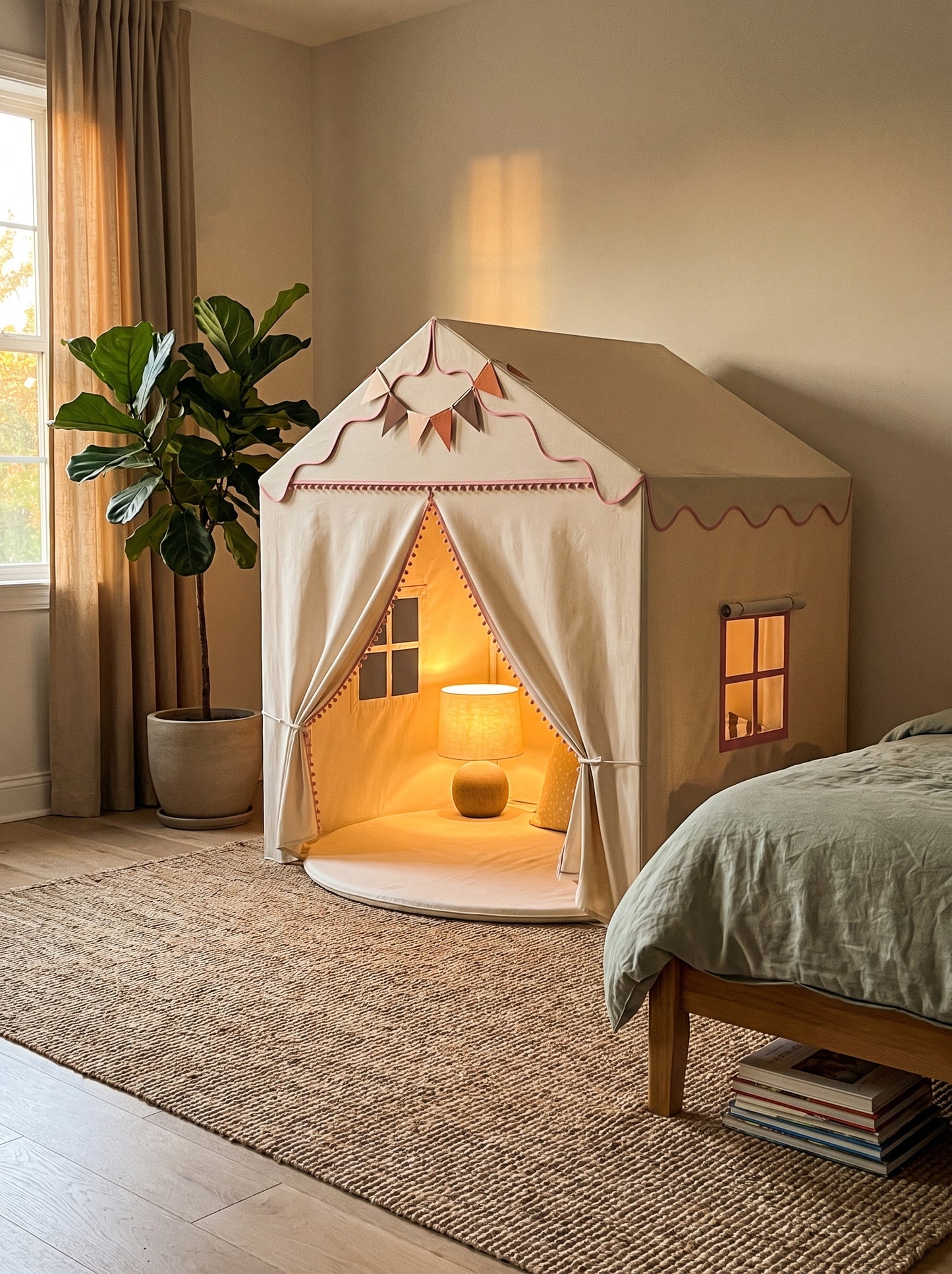 Styled at-home scene: Storytime Cottage Playhouse