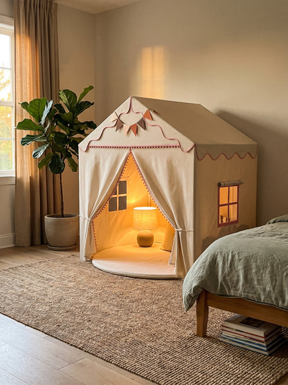 Styled at-home scene: Storytime Cottage Playhouse
