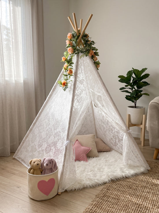 Styled at-home scene: Willow Lace Teepee