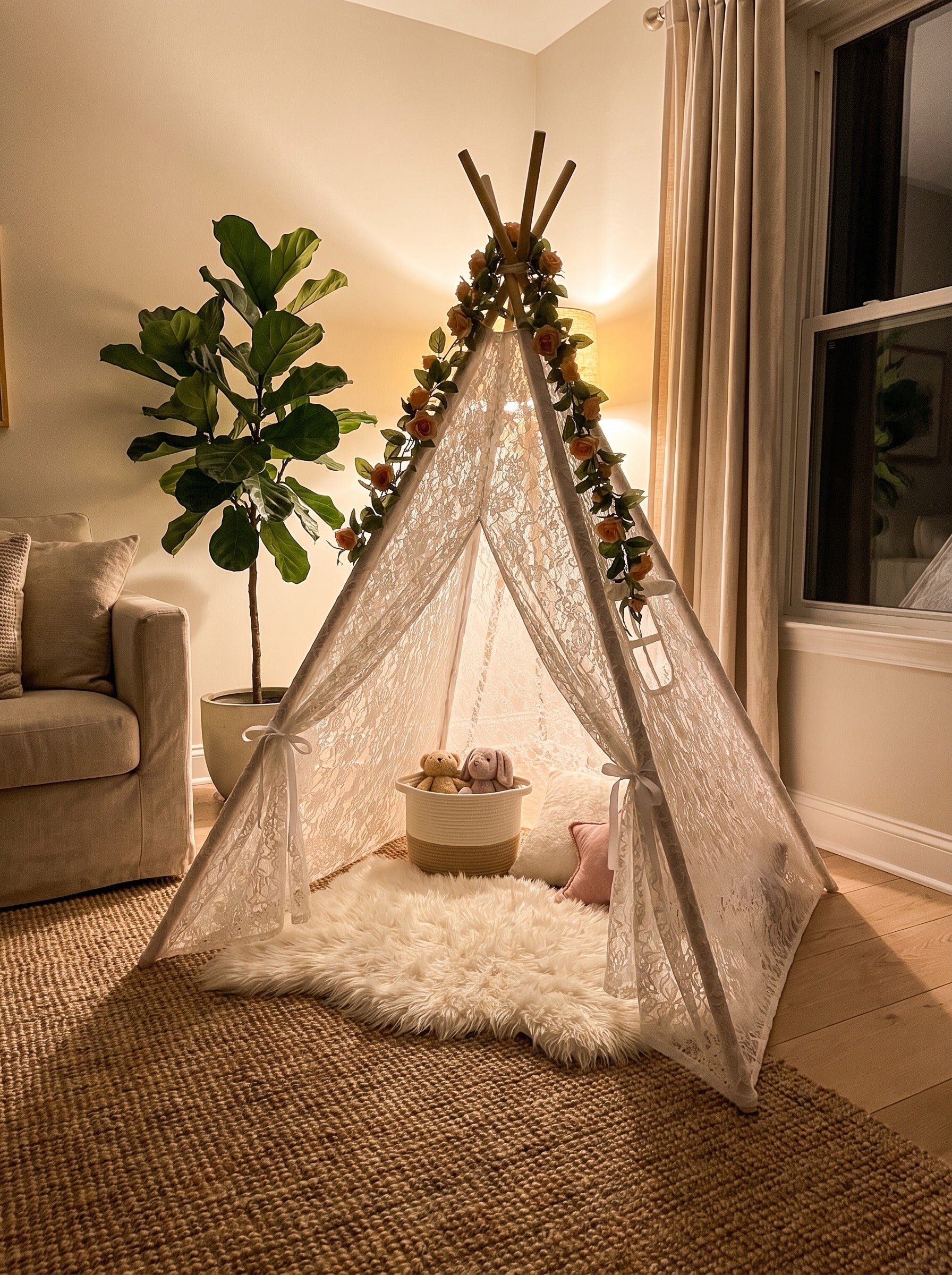 Styled at-home scene: Willow Lace Teepee