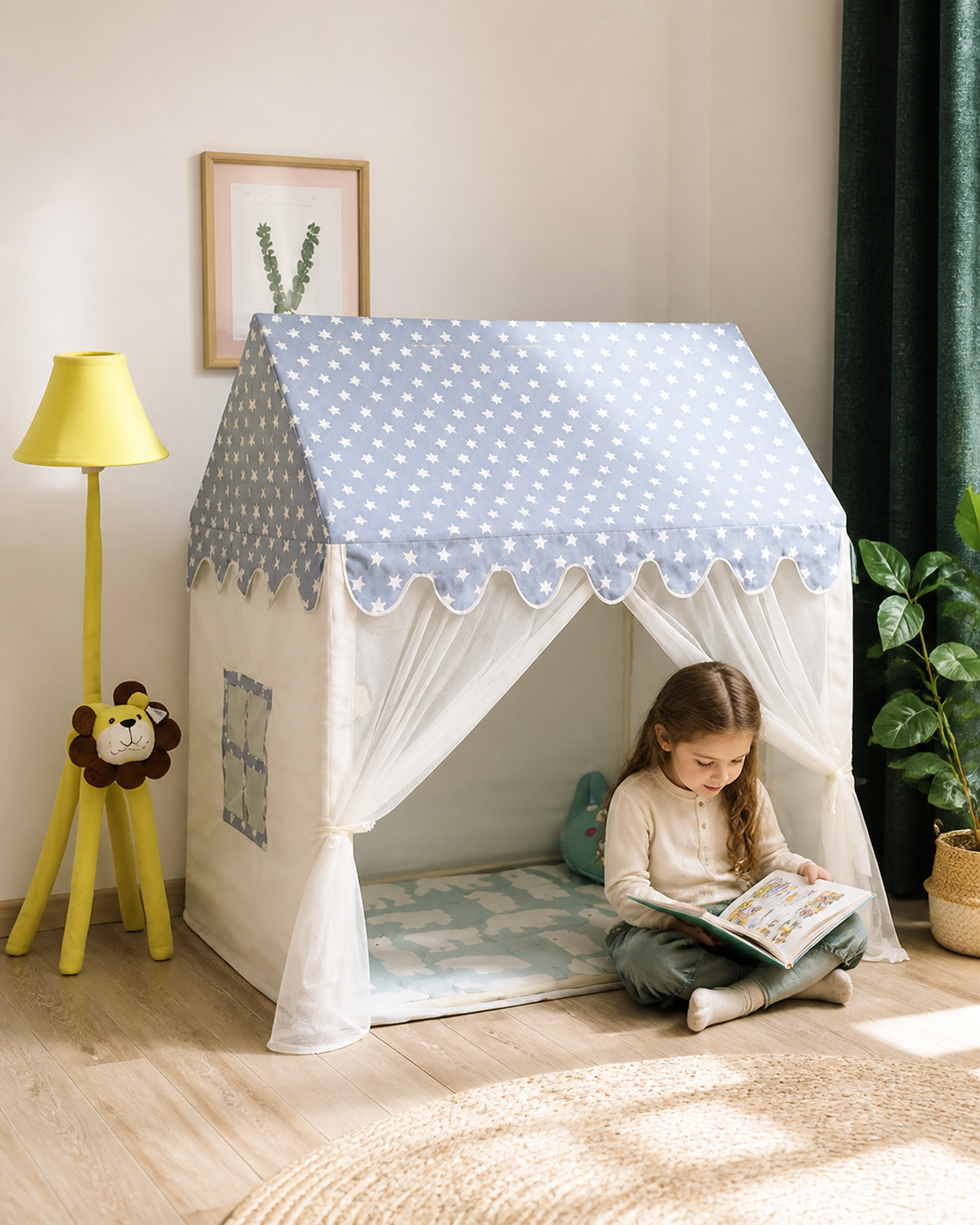 Child playing inside the Silver Star Cottage